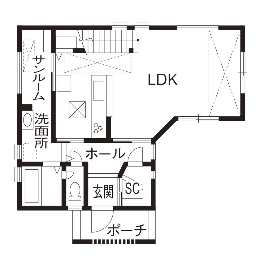 大きな窓から光が差し込む 開放的なLDKと便利な家事動線を実現